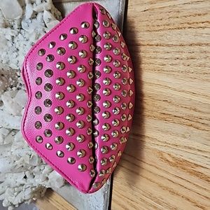 Trade or make offer on Studded hot pink lip purse.